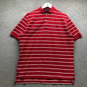 Polo Ralph Lauren Polo Shirt Mens XL Short Sleeve Pony Striped Red White